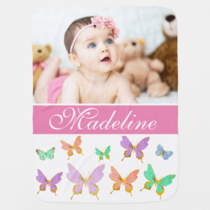 Beautiful Butterflies/Custom Photo Baby Blanket
