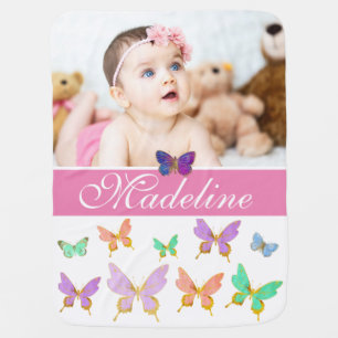 Beautiful Butterflies/Custom Photo Baby Blanket
