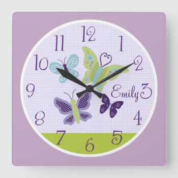 Beautiful Butterflies Kid's Baby Nursery Clock by Personalizedbydiane at Zazzle