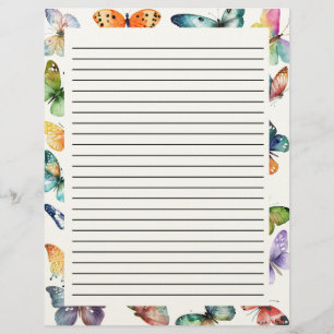 Beautiful Butterflies Lined Letterhead