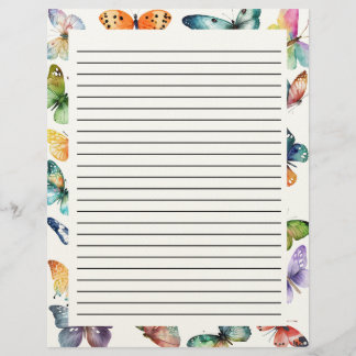 Beautiful Butterflies Lined Letterhead