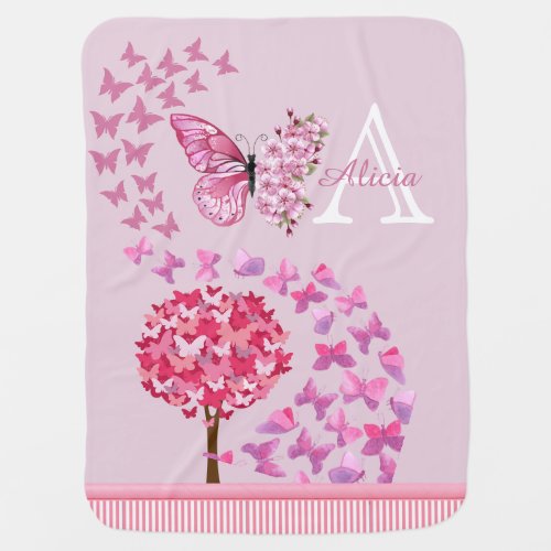 Beautiful Butterflies Monogram Baby Blanket