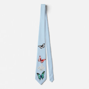 Beautiful Butterflies on an elegant blue  Neck Tie