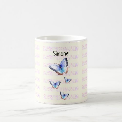 Beautiful Butterflies on Bokeh with Name Coffee Mug