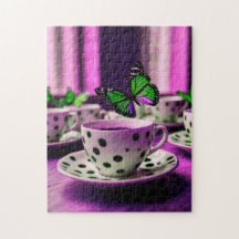 Beautiful Butterflies on Polka-Dot Cups