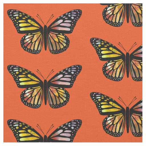 Beautiful Butterflies Pattern Monarch Watercolor Fabric