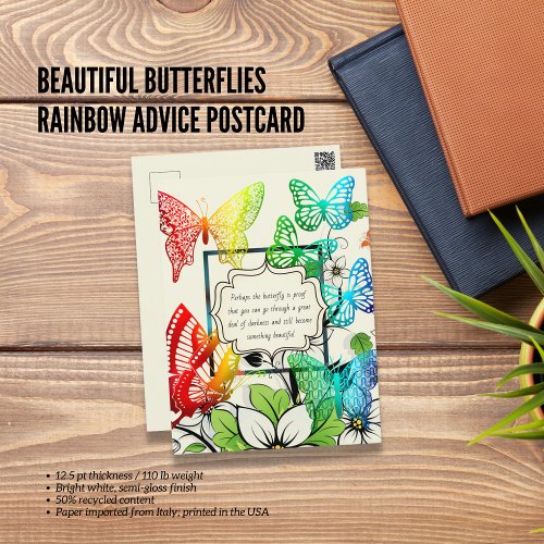 Beautiful Butterflies Rainbow Advice Postcard