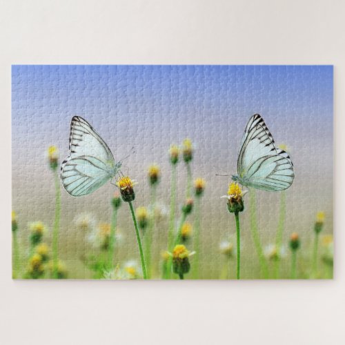 Beautiful Butterflies Spring Meadow Flowers Nature Jigsaw Puzzle