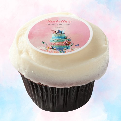 Beautiful Butterflies Twins Baby Shower Edible Frosting Rounds