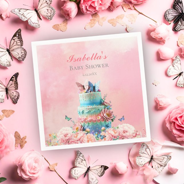 Beautiful Butterflies Twins Baby Shower Napkins (Charming napkins, twin butterflies grace, delicately wiping away sweet baby smiles.)