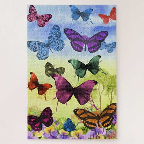 Beautiful Butterflies with Pretty Summer Flowers Jigsaw Puzzle