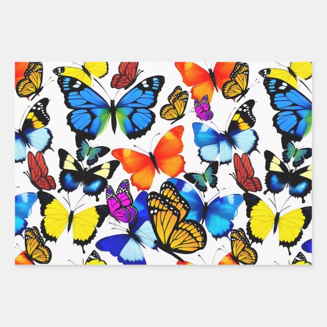 Beautiful Butterflies  Wrapping Paper Sheets (Front)