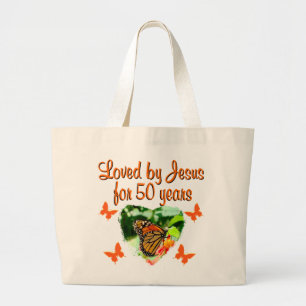 BEAUTIFUL BUTTERFLY 50TH BIRTHDAY DESIGN LARGE TOTE BAG
