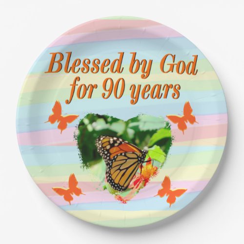 BEAUTIFUL BUTTERFLY 90TH BIRTHDAY PAPER PLATES