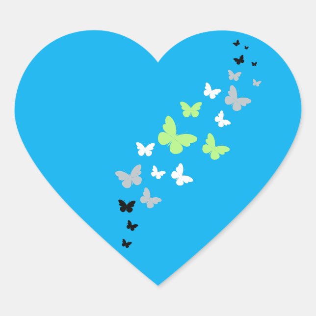 Beautiful Butterfly Agender Pride  Heart Sticker (Front)