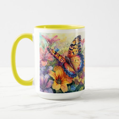 Beautiful Butterfly and Flowers Mug