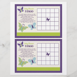 Beautiful Butterfly "Baby Shower Bingo" sheet