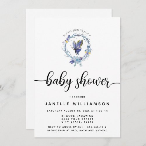Beautiful Butterfly Baby Shower Invitation