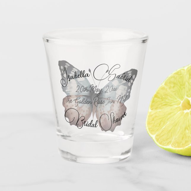Beautiful Butterfly Bridal Shower Favor Shot Glass (Front)