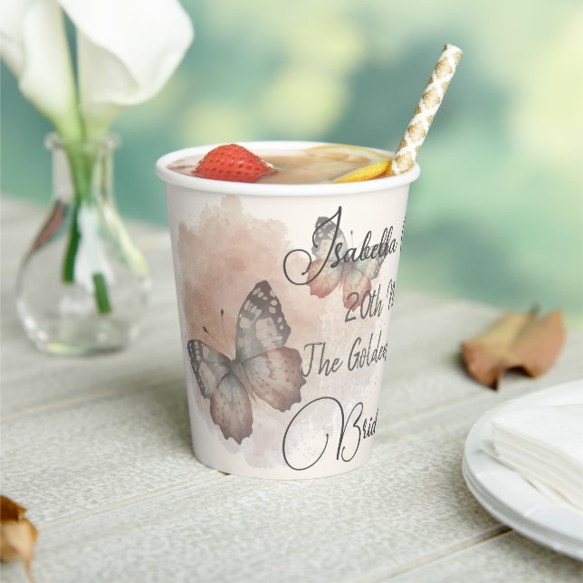 Beautiful Butterfly Bridal Shower Paper cup (Insitu)