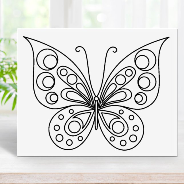 Beautiful Butterfly Coloring Page Rubber Stamp (Creator Uploaded)