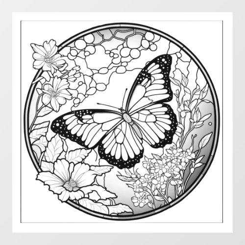 Beautiful Butterfly Coloring Window Cling