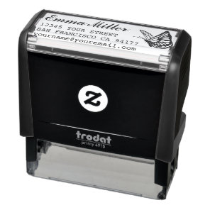 Beautiful Butterfly Custom Name Return Address Self-inking Stamp