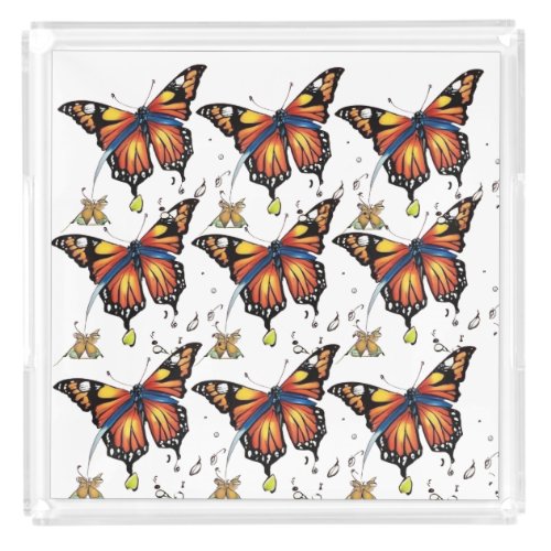 Beautiful Butterfly Design Acrylic Tray