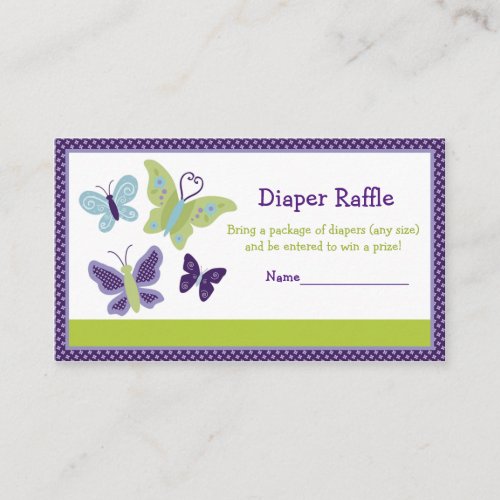 Beautiful Butterfly Diaper Raffle Tickets Enclosure Card