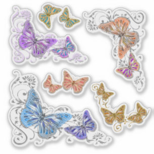 Beautiful butterfly floral swirl insects sticker