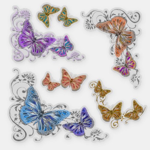 Beautiful butterfly floral swirl insects sticker