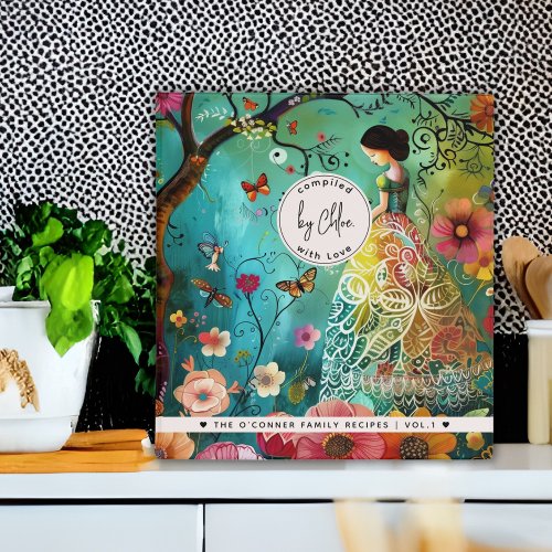 Beautiful Butterfly Floral Wonderland Name Recipe 3 Ring Binder