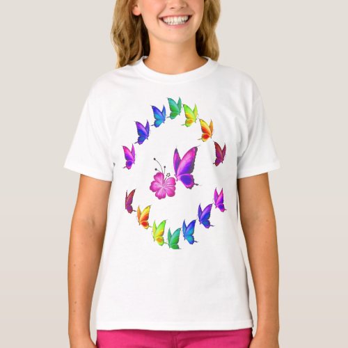 Beautiful Butterfly  Flowers Pretty Girls T_Shirt