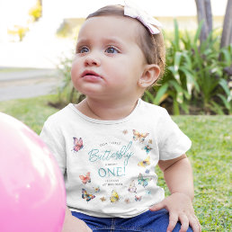 Beautiful Butterfly Girl&#39;s 1st Birthday  Baby T-Shirt