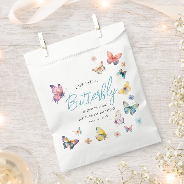 Beautiful Butterfly Girl's Birthday Party Favor Bag (Clipped)