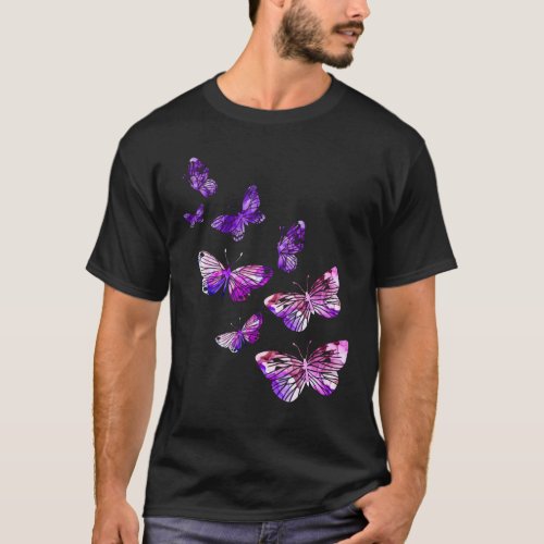 Beautiful Butterfly Girls Purple Butterlies T_Shirt