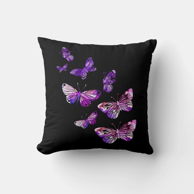 Beautiful Butterfly Girls Purple Butterlies Throw Pillow (Front)