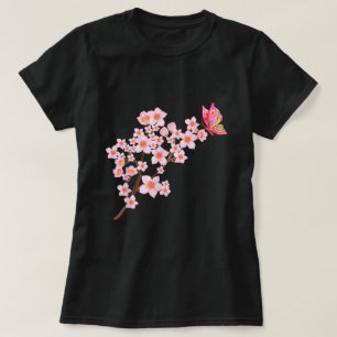 Beautiful Butterfly Japanese Cherry Blossom Sakura T-Shirt