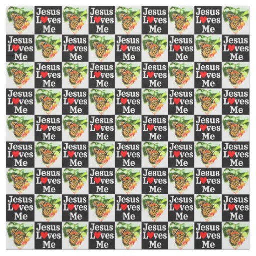 BEAUTIFUL BUTTERFLY JESUS LOVES ME CHRISTIAN FABRIC