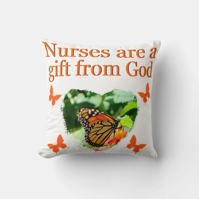 BEAUTIFUL BUTTERFLY NURSING DESIGN THROW PILLOW (Front)