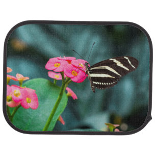 Beautiful butterfly on a pink flower car floor mat