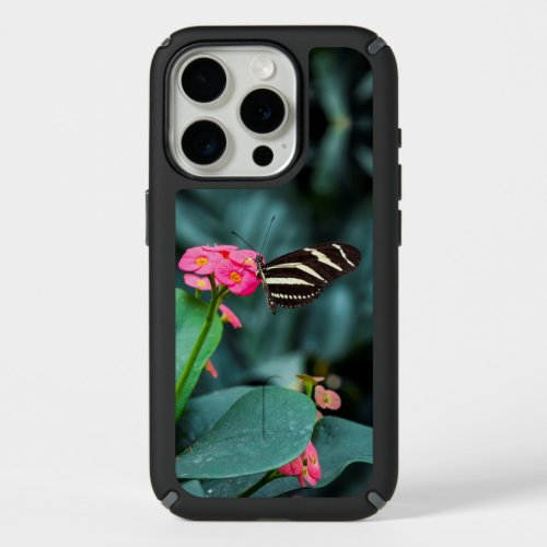 Beautiful butterfly on a pink flower iPhone 15 pro case