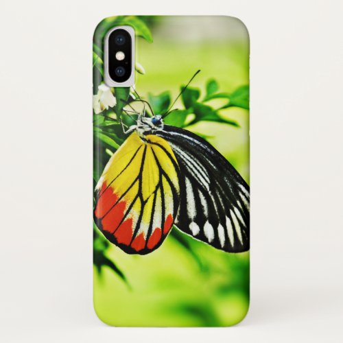 Beautiful Butterfly on Flowers iPhone X Case