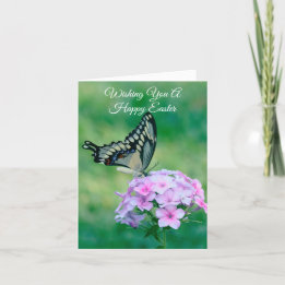 Beautiful Butterfly on Flowers Easter Card