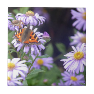 Beautiful Butterfly On Flowers Tile
