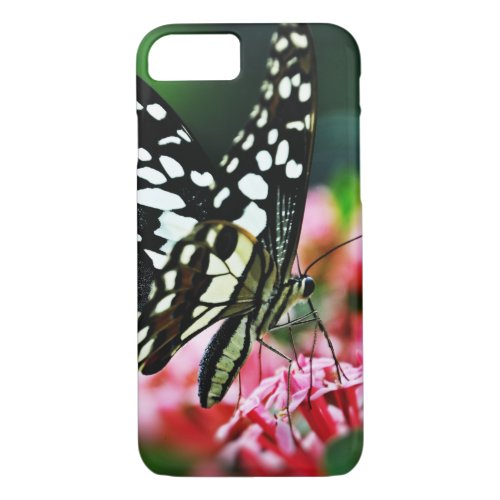 Beautiful Butterfly on Red Flower iPhone 87 Case