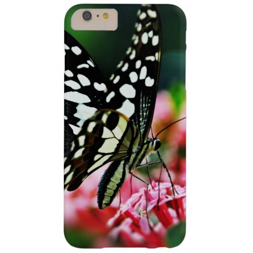 Beautiful Butterfly on Red Flower Barely There iPhone 6 Plus Case