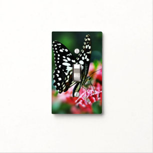Beautiful Butterfly on Red Flower Light Switch Cover