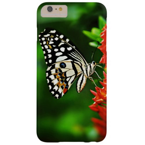 Beautiful Butterfly on Red Flowers Barely There iPhone 6 Plus Case