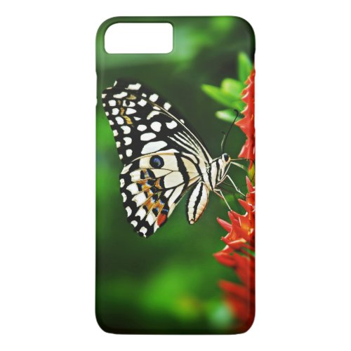 Beautiful Butterfly on Red Flowers iPhone 8 Plus7 Plus Case